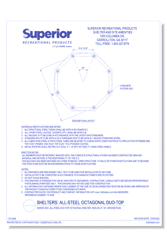 Series 8500, All-Steel Duo-Top Octagonal Shelter, 8S28-AS-2T: 28'  : Ground Plan