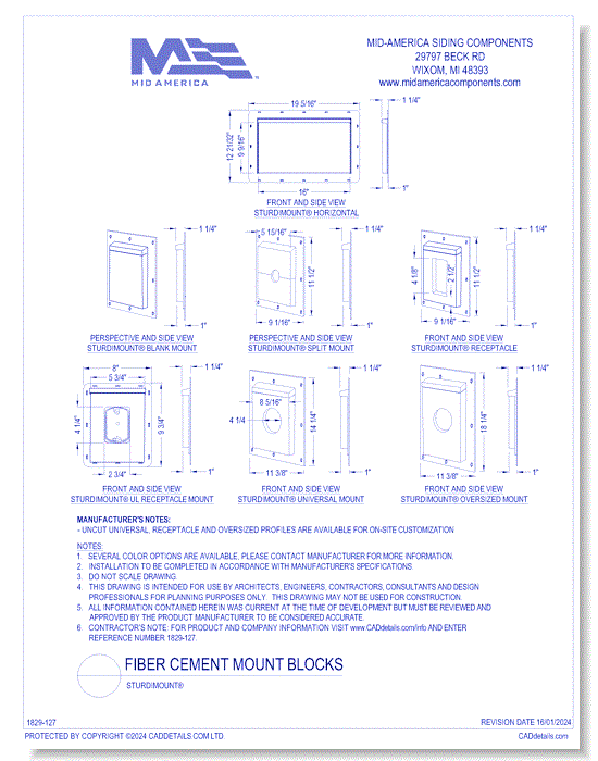 Fiber Cement Mount Blocks