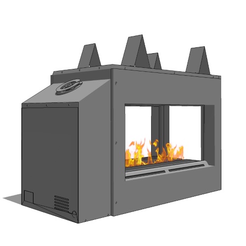 CAD Drawings BIM Models Spark Modern Fires Fire Ribbon Direct Vent 3' Tri Vu Thru Fireplace (Model 92)