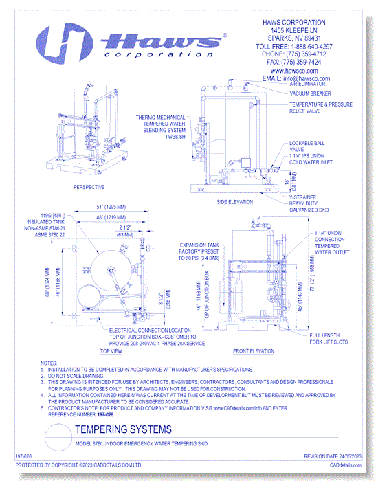 Model 8780: Indoor Emergency Water Tempering Skid