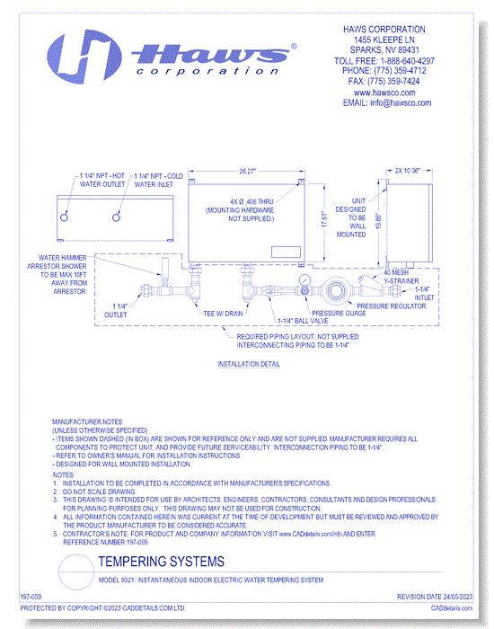 Model 9321: Instantaneous Indoor Electric Water Tempering System