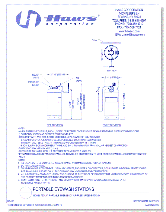 Model 7601.37: Portable Emergency Air-Pressurized Eyewash