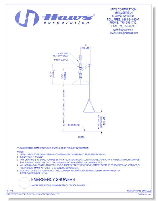 Model 8123: AXION® MSR Emergency Drench Shower