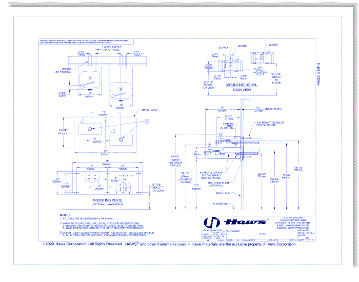 Model 1119: Wall Mounted Dual ADA Drinking Fountain