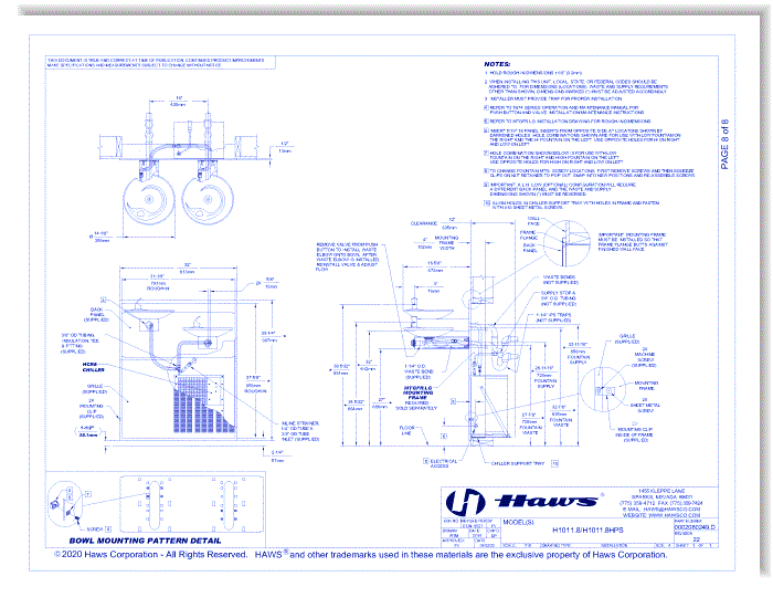 Model H1011.8: Wall Mounted Dual ADA Refrigerated Drinking Fountain