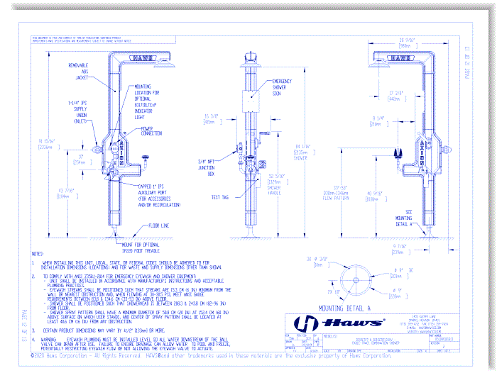 Model 8315CTFP: AXION® MSR Freeze-Protected Shower and Eye/Face Wash