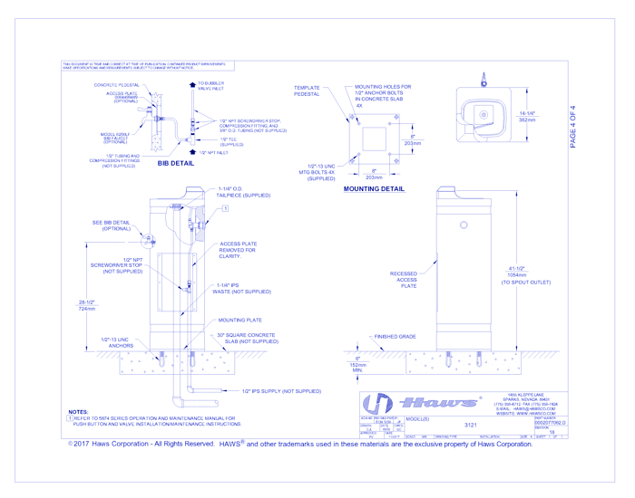 Model 3121: Outdoor Concrete Pedestal Drinking Fountain