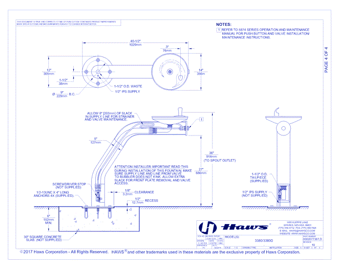 Model 3380G: ADA Outdoor Steel Pedestal Fountain