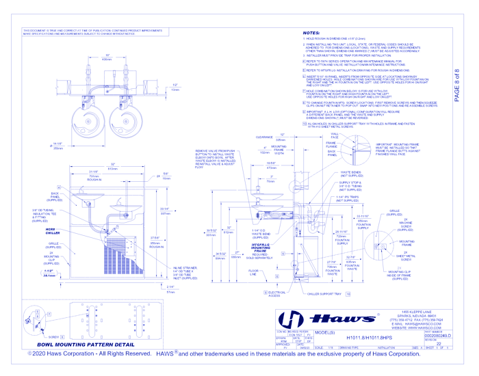 Model H1011.8HPS/H1011.8HPSHO: ADA Chilled Dual Wall-Mount Fountain