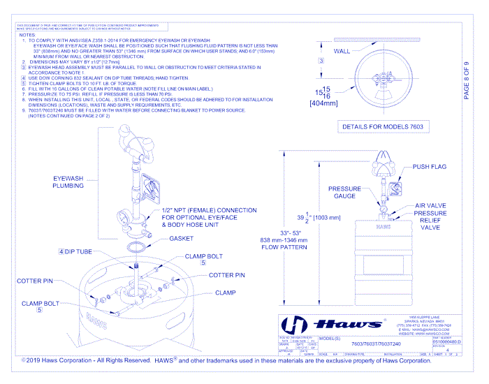 Model 7603: Portable Air-Pressurized Emergency Eyewash