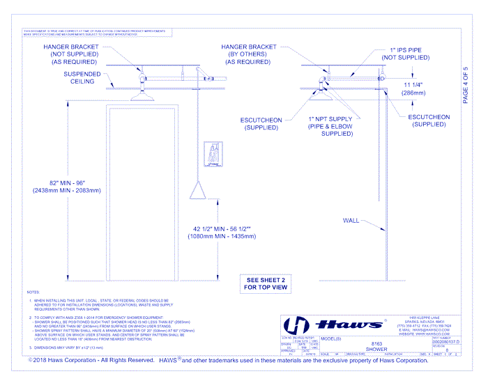 Model 8163: AXION® MSR Emergency Drench Shower