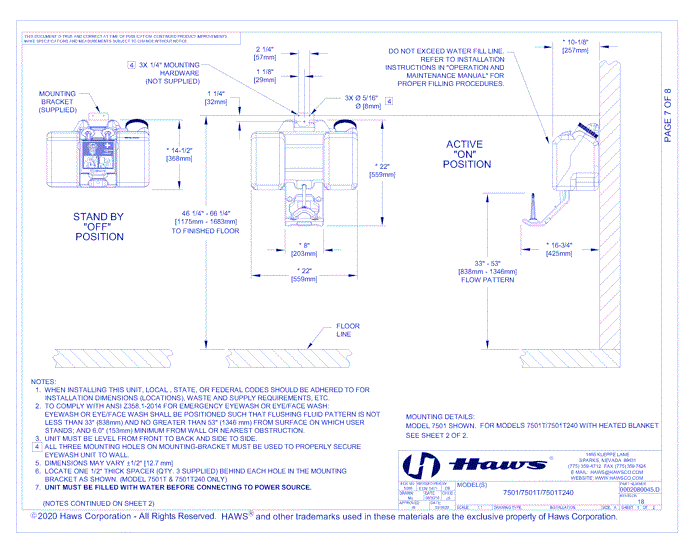 Model 7501T: Tempered, Gravity-Fed, Portable Eyewash