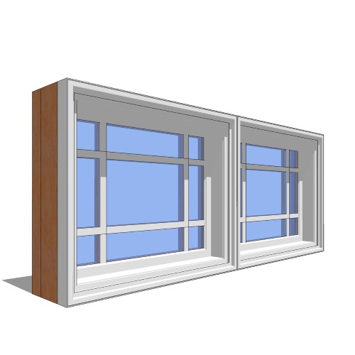 Premium Series™ Window Revit Object: Double Hung Transom - 2 Wide