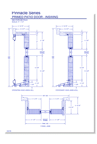 Pinnacle Primed Swinging Patio Door: Section Details
