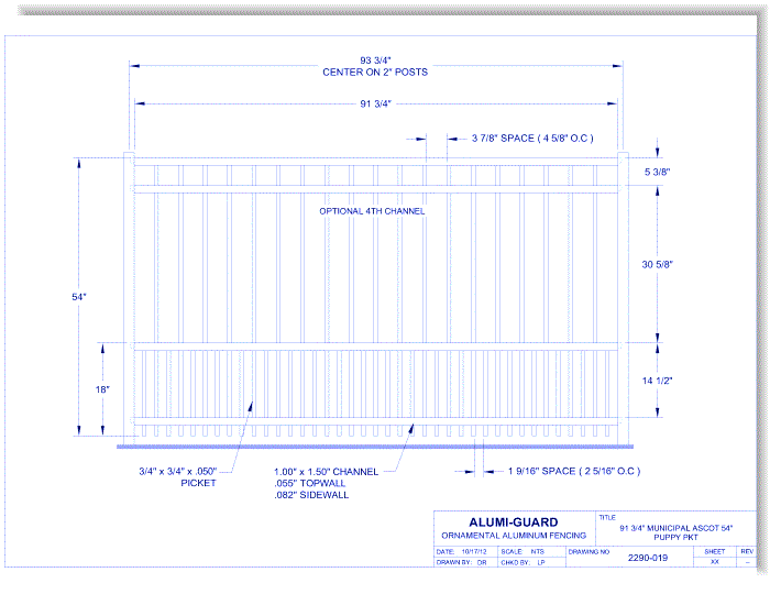 8' Municipal Ascot 54" Puppy Picket (M8A544S0-2)