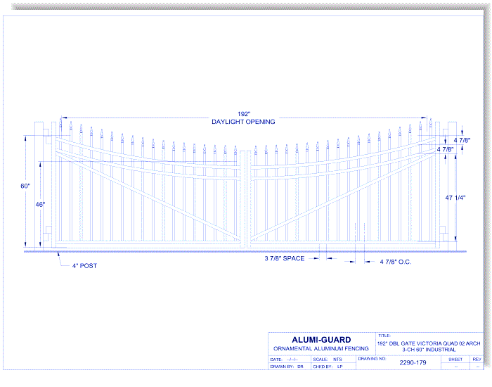 Double Gate Residential Victoria Quad 02 Arch 3-CH 60" (GT02D192IV603)