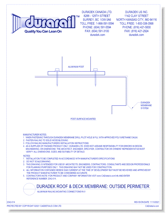 Mounting Detail - Aluminum Railing Mounting Connections R-01