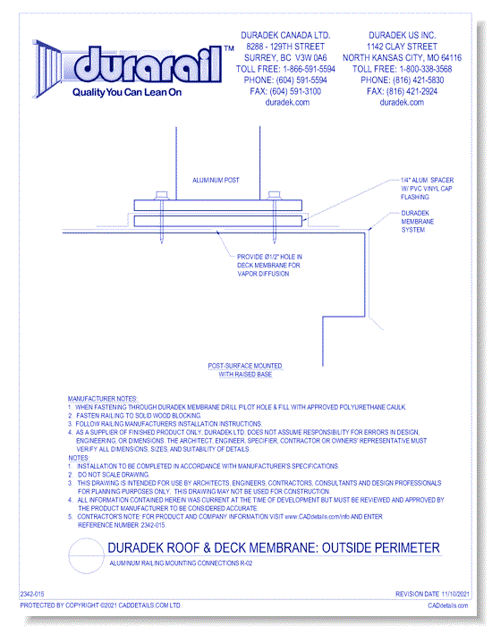 Mounting Detail - Aluminum Railing Mounting Connections R-02