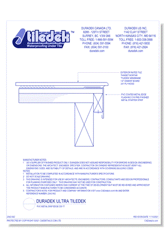 Tiledek Details Drawings:  PVC Metal Drip Edge OS-1T