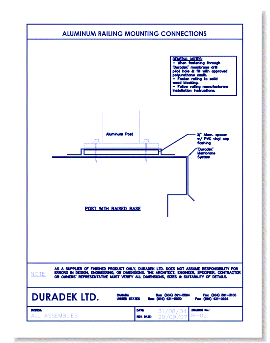 Mounting Detail - Aluminum Railing Mounting Connections R-02