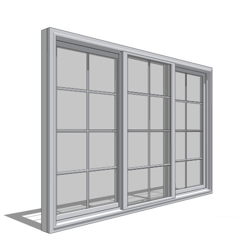 CAD Drawings BIM Models Pella Corporation 250 Series Sliding Window, Vent Fixed Vent Operation, 1/3