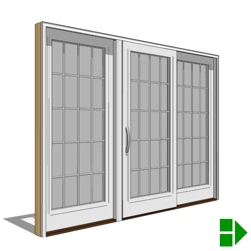 CAD Drawings BIM Models Pella Corporation Lifestyle Triple-Pane Series Sliding Door, 3 Panel
