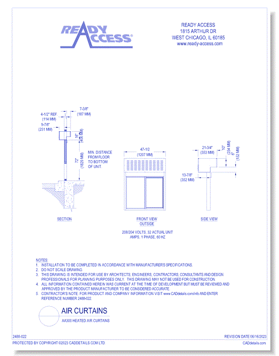 Air Curtains: AA300 Heated Air Curtains 