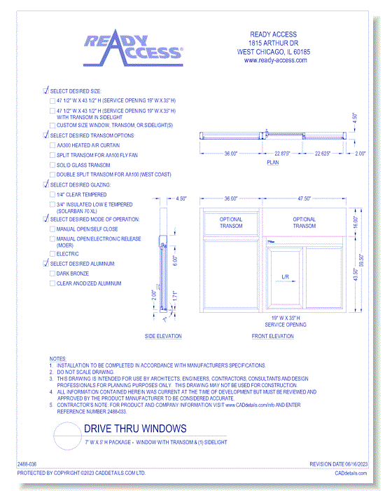 7’W X 5’H Package: Window With Transom & (1) Sidelight