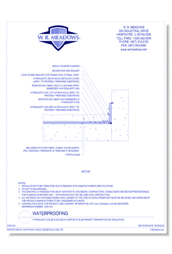 Hydralastic 836 @ Plaza Deck Composite Slab Parapet Termination (No Insulation)