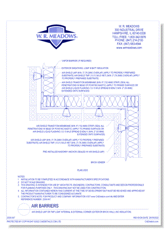 Air-Shield LMP Or TMP LGMF Internal & External Corner (Exterior Brick Wall) (No Insulation)