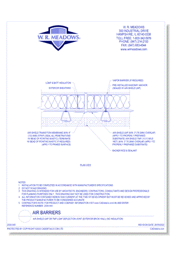 Air-Shield LMP Or TMP LGMF Deflection Joint (Exterior Brick Wall) (No Insulation)
