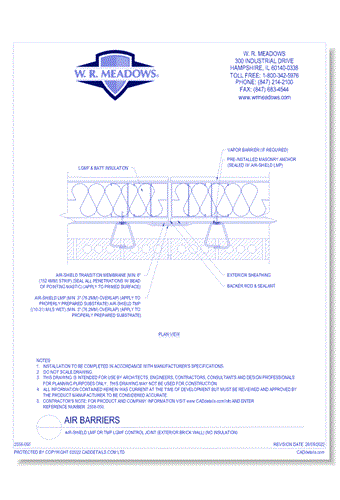 Air-Shield LMP Or TMP LGMF Control Joint (Exterior Brick Wall) (No Insulation)