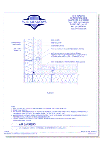 Air-Shield LGMF Internal Corner (Bem) (Exterior Brick Wall) (Insulation)