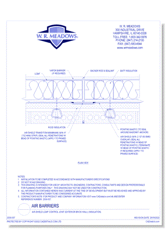 Air-Shield LGMF Control Joint (Exterior Brick Wall) (Insulation)