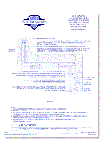 Air-Shield LSR Or LM LGMF Internal & External Corner (Exterior Brick Wall) (Insulation)