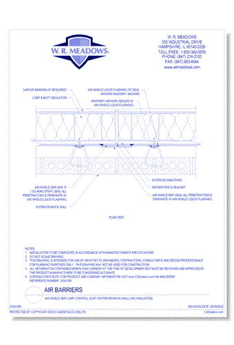 Air-Shield SMP LGMF Control Joint (Exterior Brick Wall) (No Insulation)