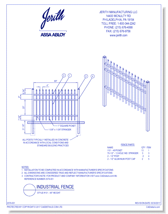 Industrial Fence Style 101 - 48 In. height