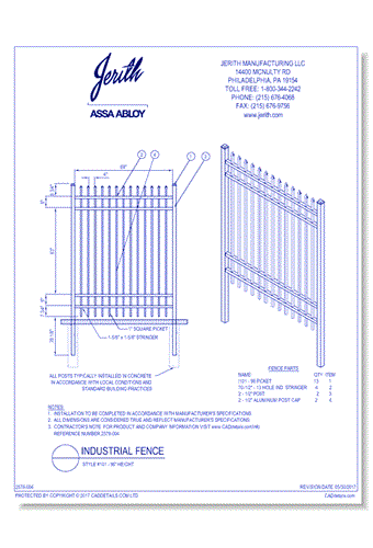 Industrial Fence Style 101 - 96 In. height