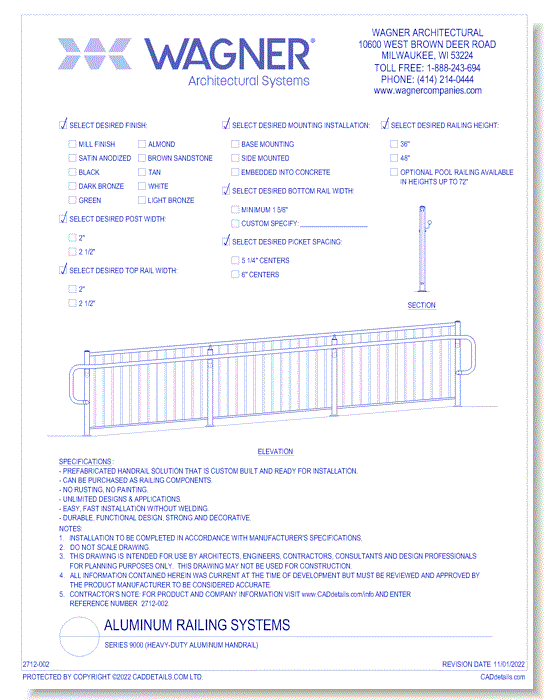 Aluminum Rail: Series 9000 (Heavy-Duty Aluminum Handrail)