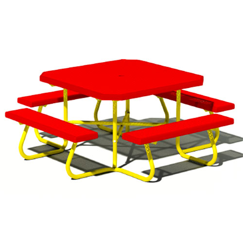 CAD Drawings RJ Thomas Mfg. Co. / Pilot Rock SQT Series:  Portable Square Tables w/ H-Type Thermo-plastic Coated Perforated Steel Seats & Top ( AI-1499 )