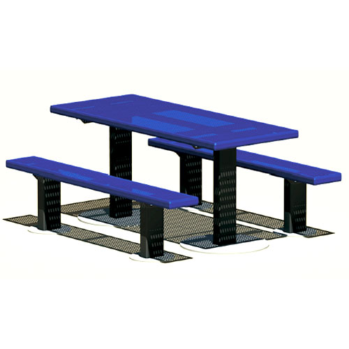 CAD Drawings RJ Thomas Mfg. Co. / Pilot Rock APT Series: Multi Pedestal Rectangular Table w/ R-Type Thermo-plastic Coated Perforated Steel Top & Seats ( AI-1776 )