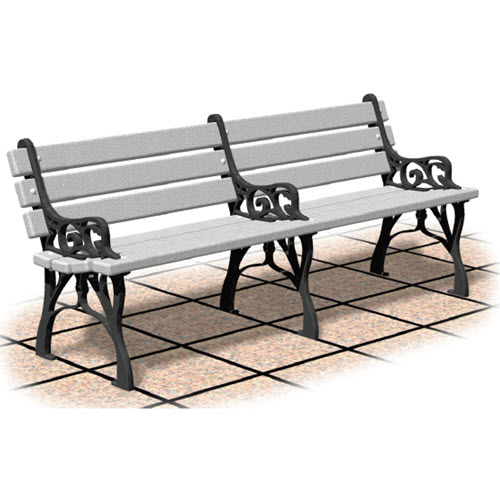 CAD Drawings RJ Thomas Mfg. Co. / Pilot Rock Gibraltar Series: Cast Aluminum Bench w/ Recycled Plastic Back & Seat Planks