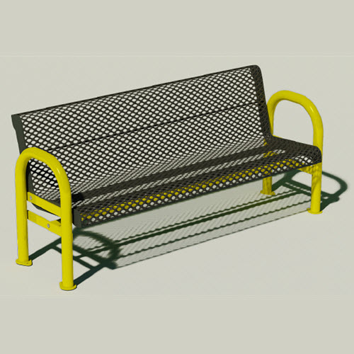 CAD Drawings RJ Thomas Mfg. Co. / Pilot Rock Riverview Series: Surface Mount Contour Bench w/ D-Type Thermo-Plastic Coated Expanded Steel Seat