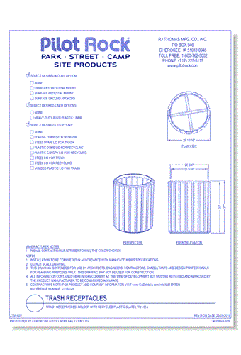 Trash Receptacles: Holder with Recycled Plastic Slats ( TRH-55 )
