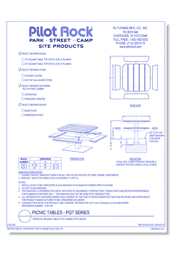 PQT Series: Pedestal Square Table w/ Lumber Top & Seats