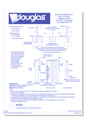 Douglas® Premier™ XS-36 Pickleball Posts