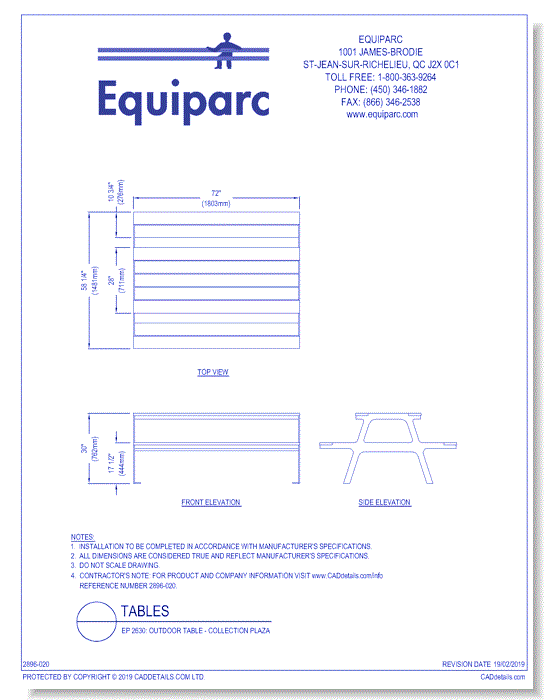 EP 2630: Outdoor Table - Collection Plaza