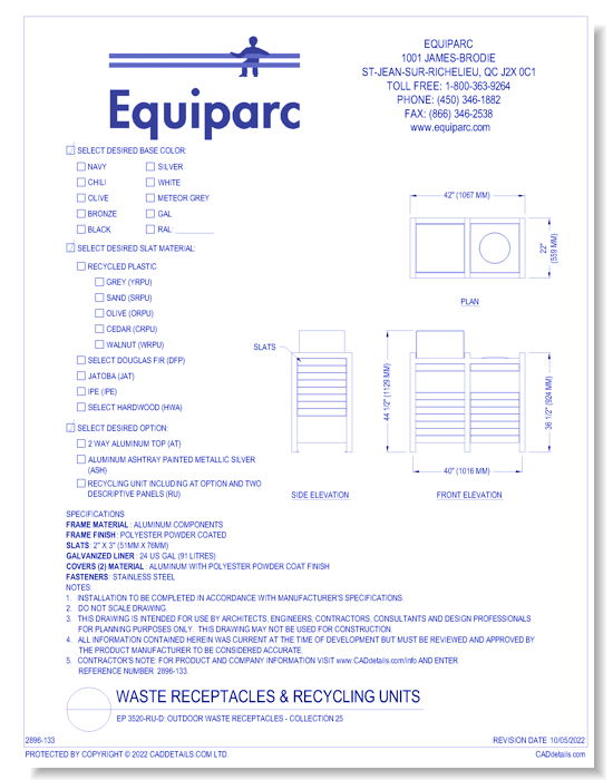 EP 3520-RU-D: Outdoor Waste Receptacles - Collection 25
