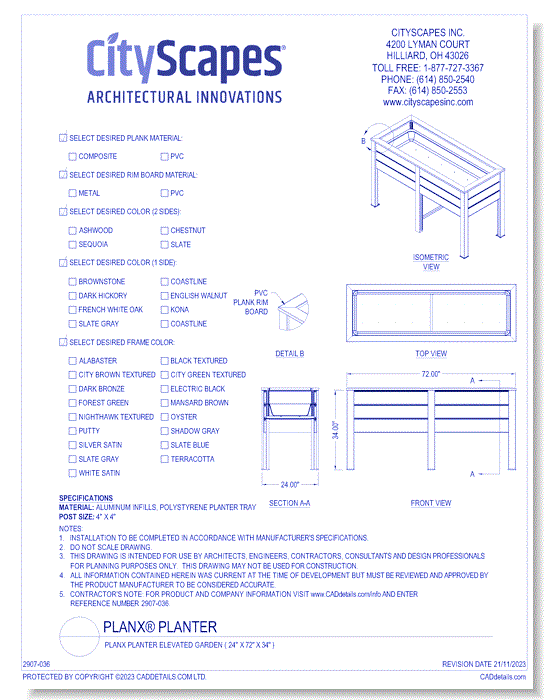 Planx Planter Elevated Garden ( 24" x 72" x 34" )