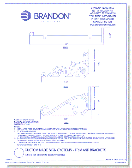 Hanging Sign Bracket and Decorative Scrolls